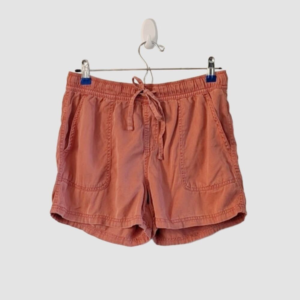 C&C California Lyocell Drawstring Shorts Coral Relaxed Summer Small